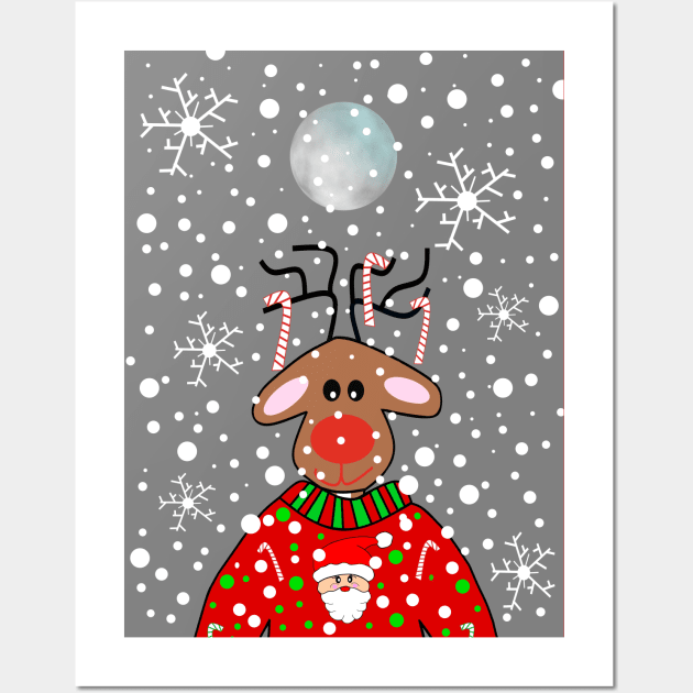 SNOWSTORM Reindeer Xmas Wall Art by SartorisArt1